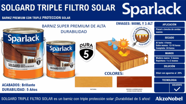 SPARLACK SOLGARD TRIPLE FILTRO SOLAR BRILLANTE MOGNO 3.6L